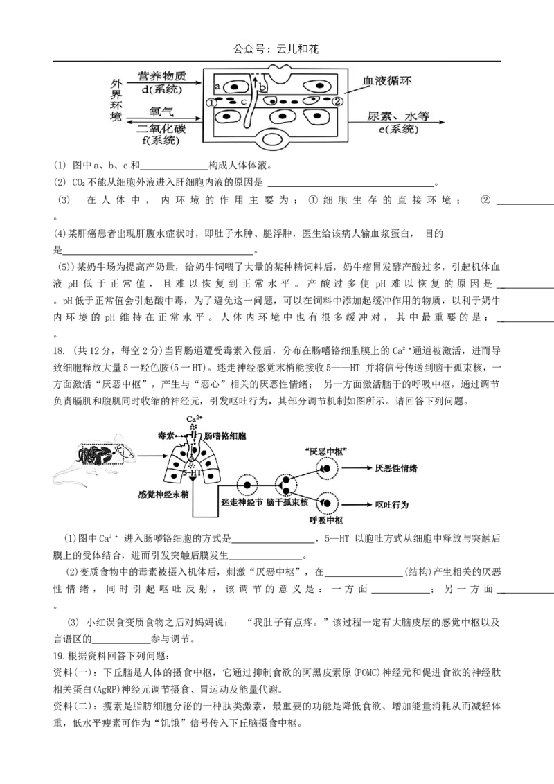 广东省三校2024~2025学年高二上学期第一次质量检测生物试题_2024-2025高二（7-7月题库）_2024年10月试卷_1030广东省三校2024-2025学年高二上学期第一次质量检测