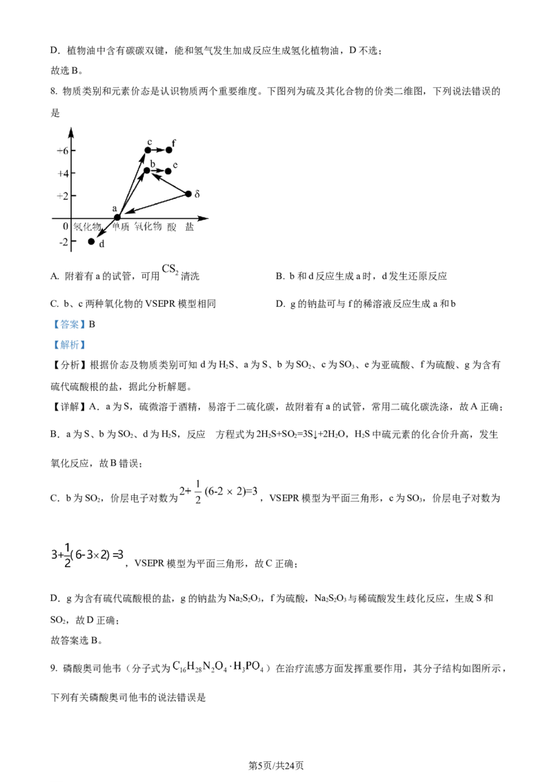 精品解析：广东省汕头市2024届高三二模考试化学试（解析版）_2024年5月_01按日期_1号_2024届广东省汕头市高三第二次模拟考试_2024届广东省汕头市高三第二次模拟考试化学