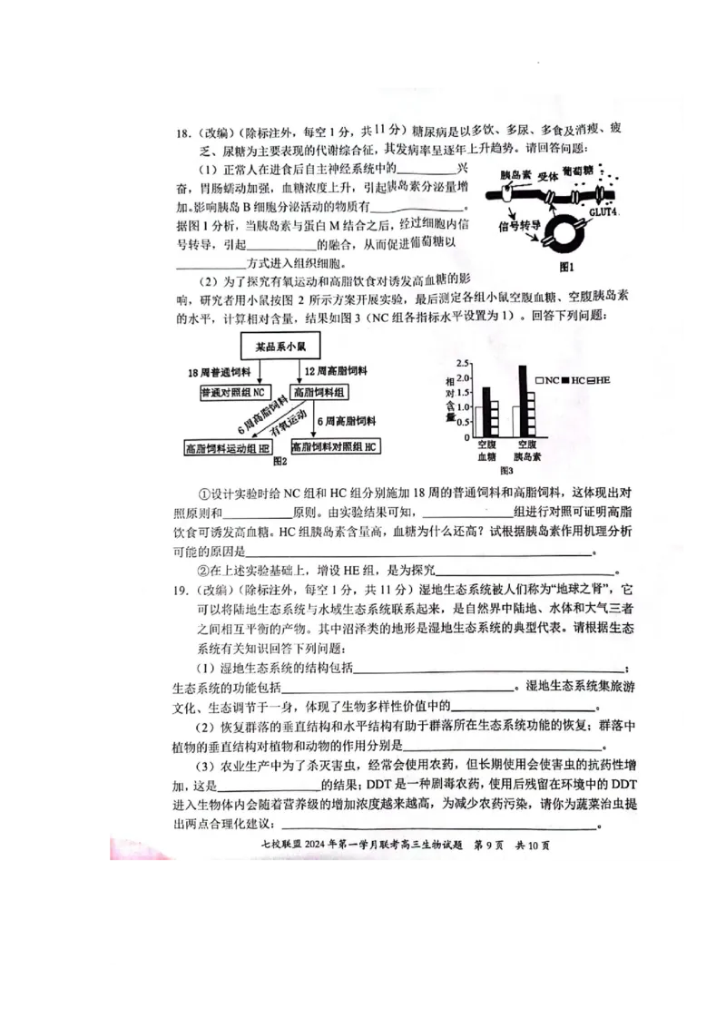 重庆市七校联盟2023-2024学年高三下学期第一次月考生物试题_2024年3月_013月合集_2024届重庆市七校联盟高三下学期第一次联考_重庆市七校联盟2023-2024学年高三下学期第一次月考生物试题