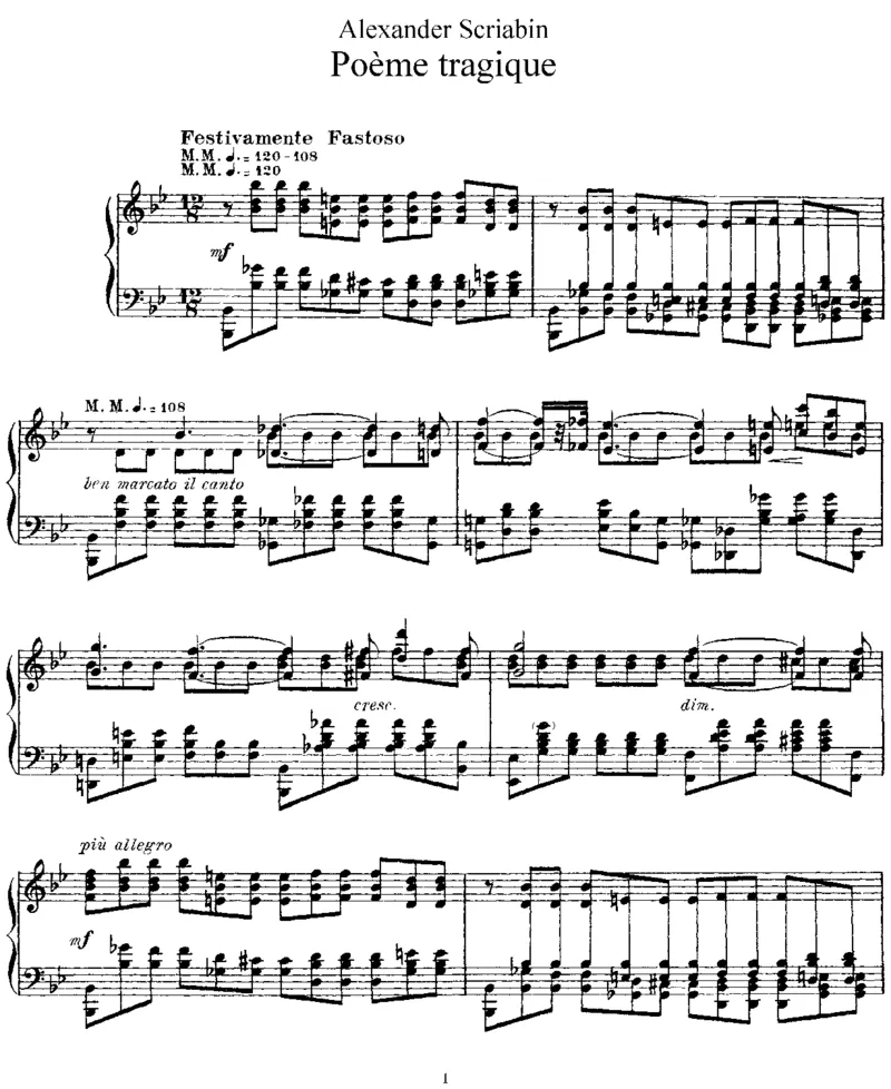 Poemetragique,Op34_一万首著名钢琴曲谱哈农贝多芬合集视频教学电子版高清无水印可打印_1古典钢琴知名音乐家谱_斯克里亚宾钢琴谱全集_Poemes