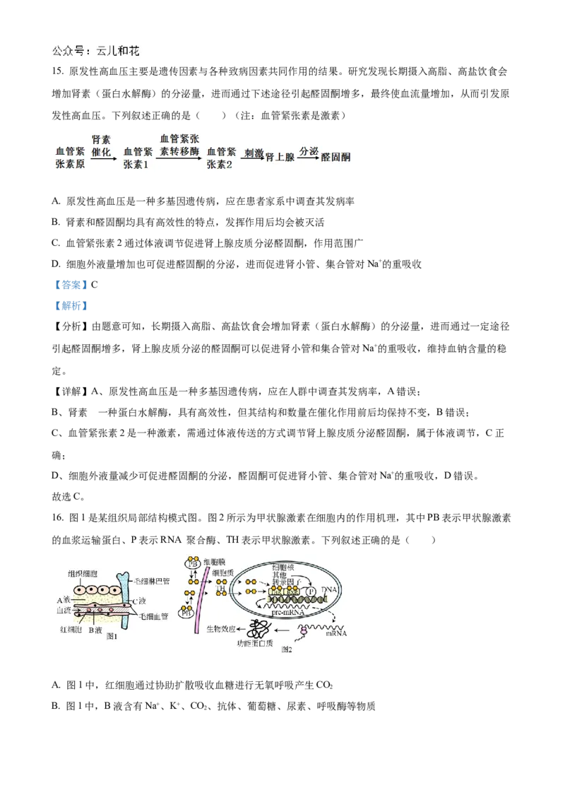 湖北省宜昌一中、荆州中学2024-205学年高二上学期10月联考生物试卷Word版含解析_2024-2025高二（7-7月题库）_2024年11月试卷