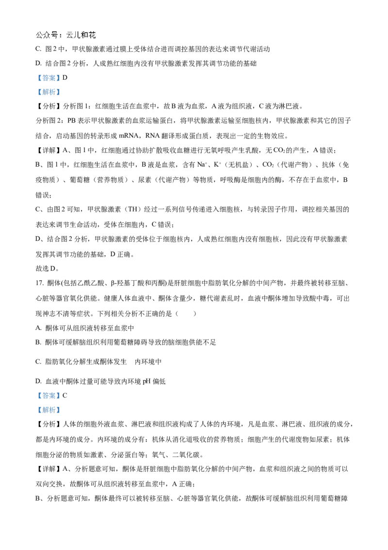 湖北省宜昌一中、荆州中学2024-205学年高二上学期10月联考生物试卷Word版含解析_2024-2025高二（7-7月题库）_2024年11月试卷