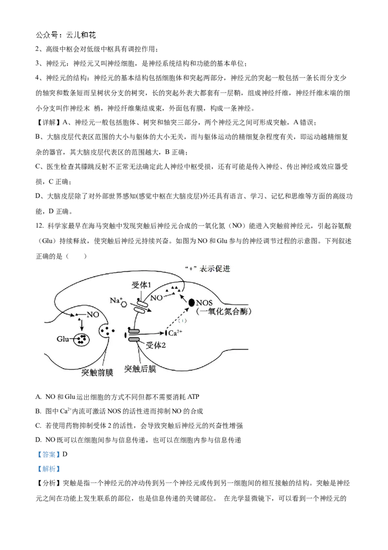 湖北省宜昌一中、荆州中学2024-205学年高二上学期10月联考生物试卷Word版含解析_2024-2025高二（7-7月题库）_2024年11月试卷