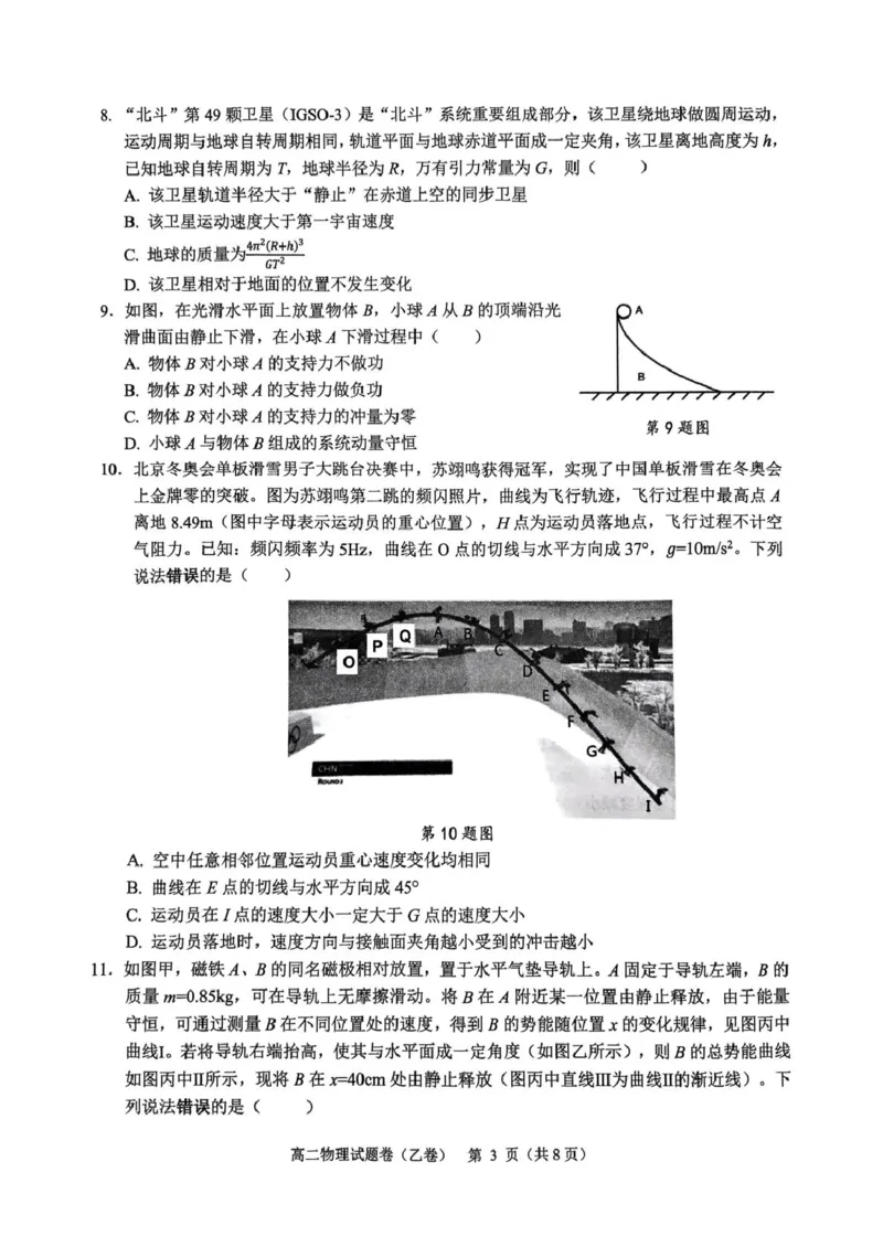 浙江省杭州市2024-2025学年高二上学期期末学业水平测试物理试题（乙卷）_2024-2025高二（7-7月题库）_2025年02月试卷_0226浙江省杭州市2024-2025学年高二上学期1月期末考试