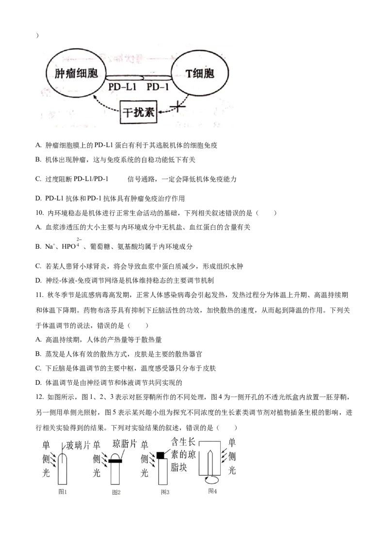 江西省抚州市2024--2025学年高二上学期期末统考生物试题Word版无答案_2024-2025高二（7-7月题库）_2025年03月试卷_0316江西省抚州市2024-2025学年高二上学期期末考试