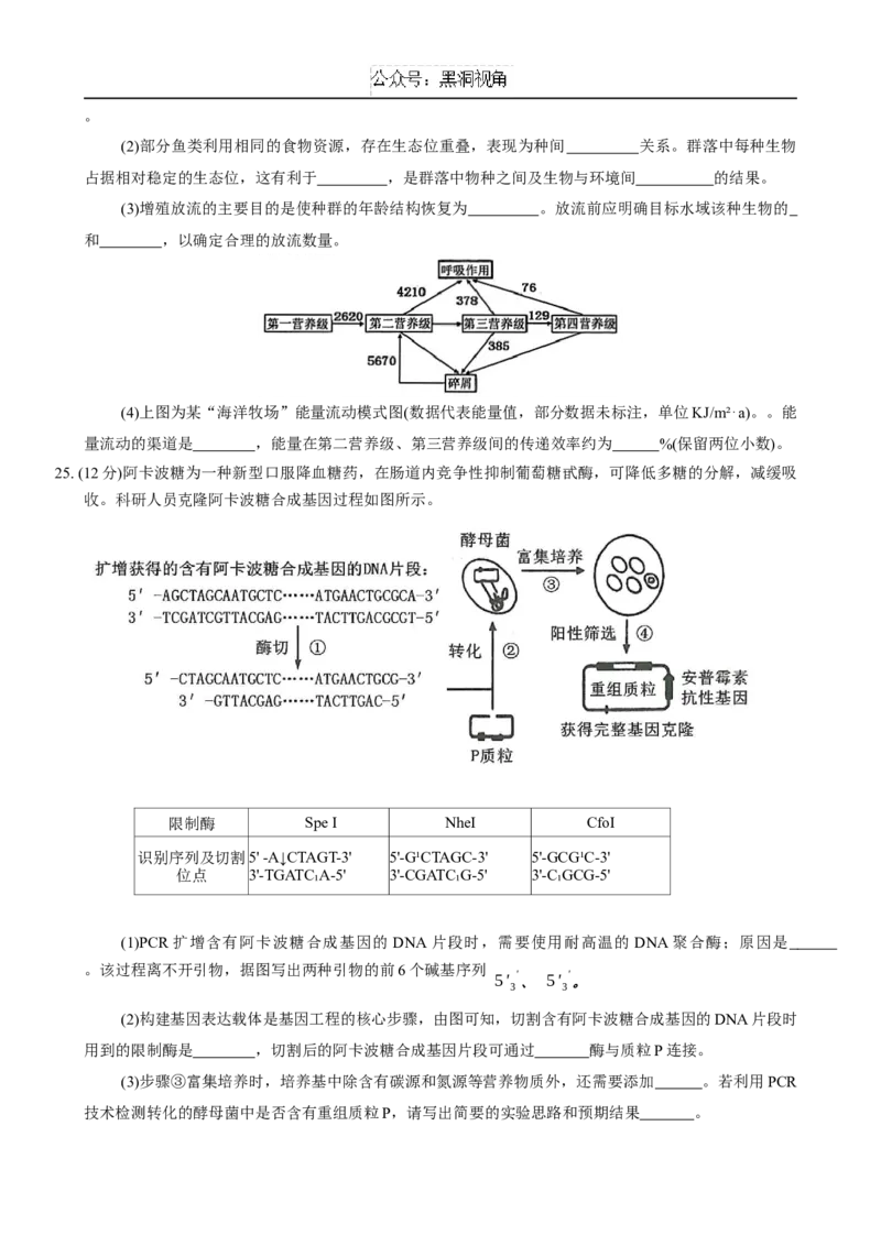 山东省青岛市2024---2025学年高三上学期期初考试生物试题+答案_2024-2025高三（6-6月题库）_2024年09月试卷_0913山东省青岛市2024年高三年级上学期9月期初调研检测