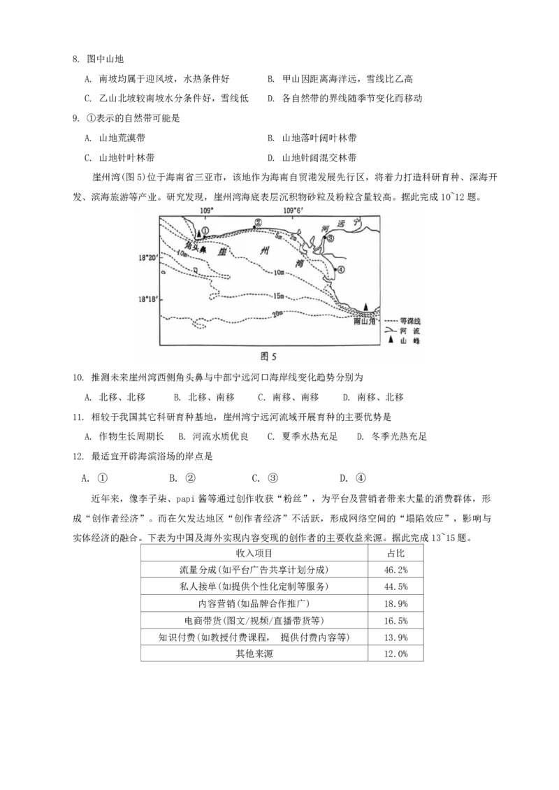 江苏省苏州市2024-2025学年高三上学期期初阳光调研地理+答案_2024-2025高三（6-6月题库）_2024年09月试卷_0922江苏省苏州市2024-2025学年高三上学期期初阳光调研