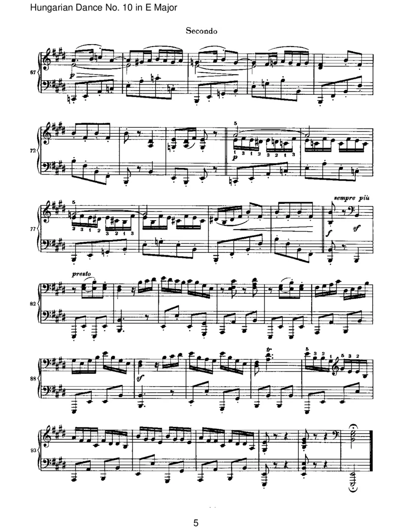 HungarianDanceNo.10inEMajor_一万首著名钢琴曲谱哈农贝多芬合集视频教学电子版高清无水印可打印_1古典钢琴知名音乐家谱_勃拉姆斯钢琴谱全集_VI.PianoWorksforFourHands