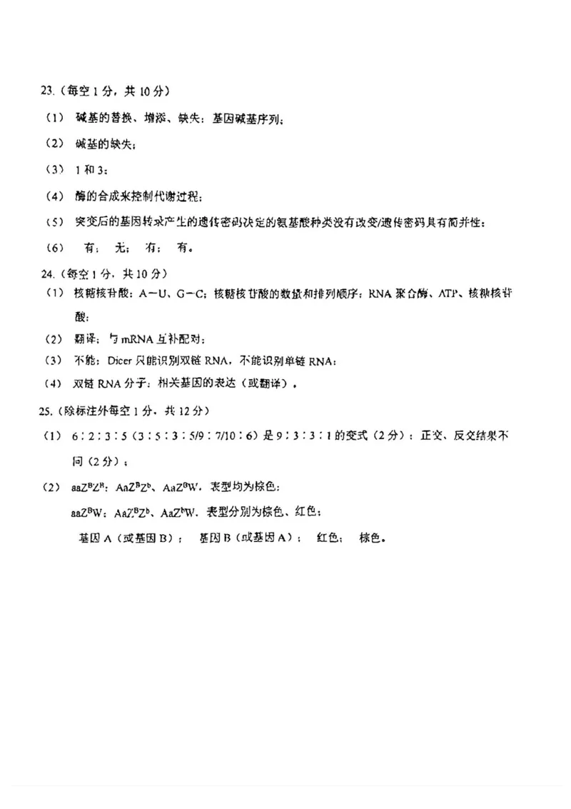 吉林省东北师范大学附属中学2024-2025学年高三上学期第一次摸底考试生物试卷_2024-2025高三（6-6月题库）_2024年10月试卷