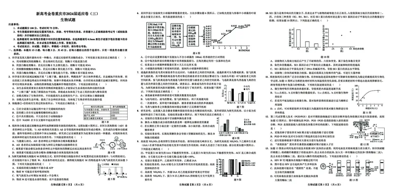 重庆市大足中学2023-2024学年高三下学期3月适应性考试生物试题_2024年3月_013月合集_2024届新高考金卷重庆市适应卷（三）_新高考金卷重庆市2024届适应卷（三）生物试题