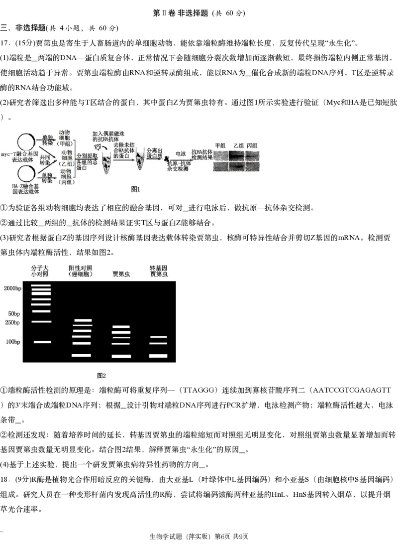 江西省萍乡市萍乡中学2025届高三上学期月考卷（五）生物_2024-2025高三（6-6月题库）_2024年12月试卷_1219炎德英才大联考江西省萍乡中学2025届高三上学期月考卷（五）