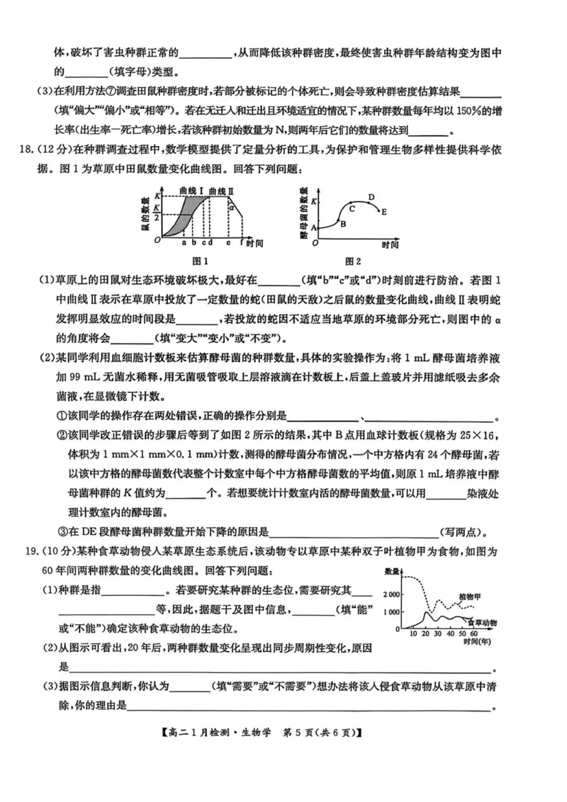 河南省洛阳市洛阳强基联盟2025-2026学年高二上学期1月月考生物试卷_2024-2025高二（7-7月题库）_2026年1月高二_260108河南省洛阳市强基联盟2025-2026学年高二上学期1月检测（全）