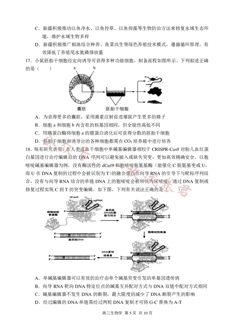 生物试卷2023-2024苏州高三上期中调研考(1)_2023年11月_0211月合集_2024届江苏省苏州市高三上学期期中调研考试_江苏省苏州市2023_2024学年高三上学期期中调研生物
