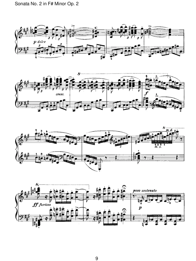 SonataNo.2inF#MinorOp.2_一万首著名钢琴曲谱哈农贝多芬合集视频教学电子版高清无水印可打印_1古典钢琴知名音乐家谱_勃拉姆斯钢琴谱全集_I.Sonatas