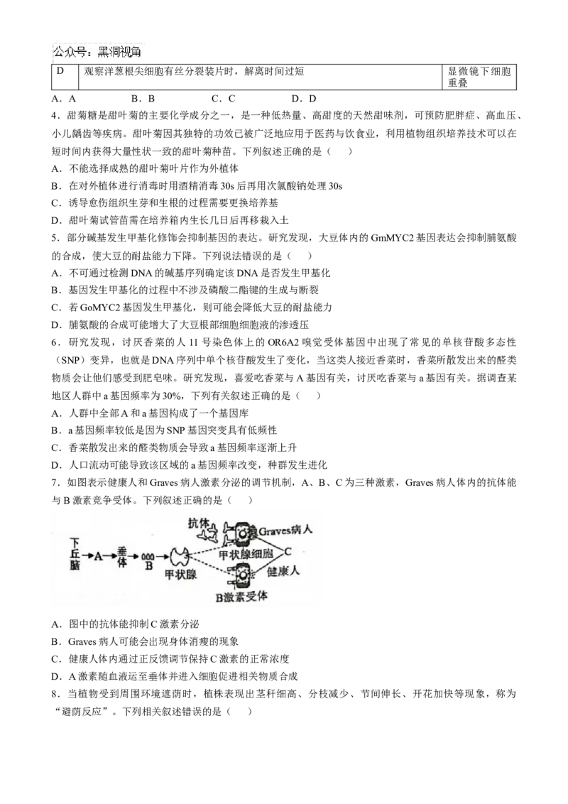 广东省六校2025届高三上学期10月联考生物试题（含答案）_2024-2025高三（6-6月题库）_2024年10月试卷_10182025届广东省六校高三上学期10月联考