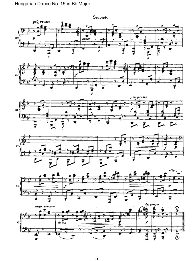 HungarianDanceNo.15inBbMajor_一万首著名钢琴曲谱哈农贝多芬合集视频教学电子版高清无水印可打印_1古典钢琴知名音乐家谱_勃拉姆斯钢琴谱全集_VI.PianoWorksforFourHands