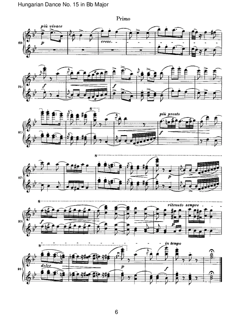 HungarianDanceNo.15inBbMajor_一万首著名钢琴曲谱哈农贝多芬合集视频教学电子版高清无水印可打印_1古典钢琴知名音乐家谱_勃拉姆斯钢琴谱全集_VI.PianoWorksforFourHands