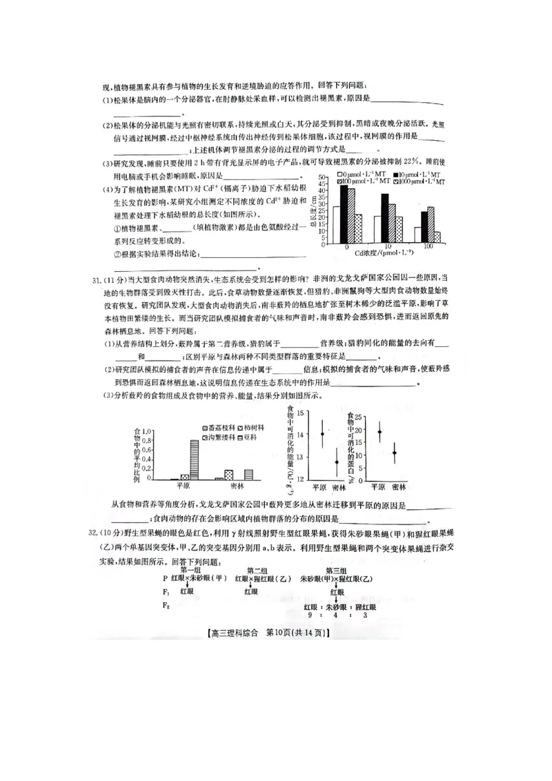 理综试题_2024年2月_01每日更新_12号_2023届高三金太阳3月联考（4001C和4002C）全国乙卷全科_2023届高三金太阳3月联考（4001C一4002C）全国乙卷理综