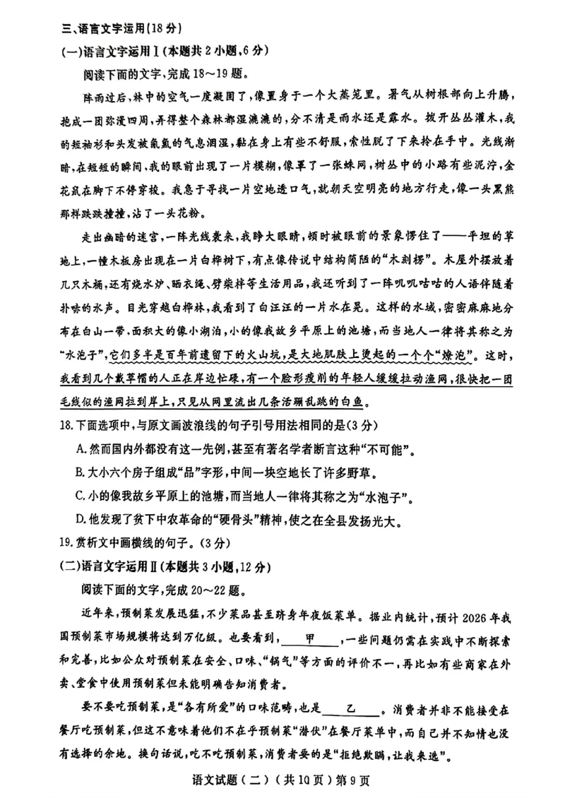 山东省聊城市2025年高考模拟试题（二）语文+答案_2024-2026高三（6-6月题库）_2025年04月试卷_0429山东省聊城市2025年高考模拟试题（二）（聊城二模）（全科）