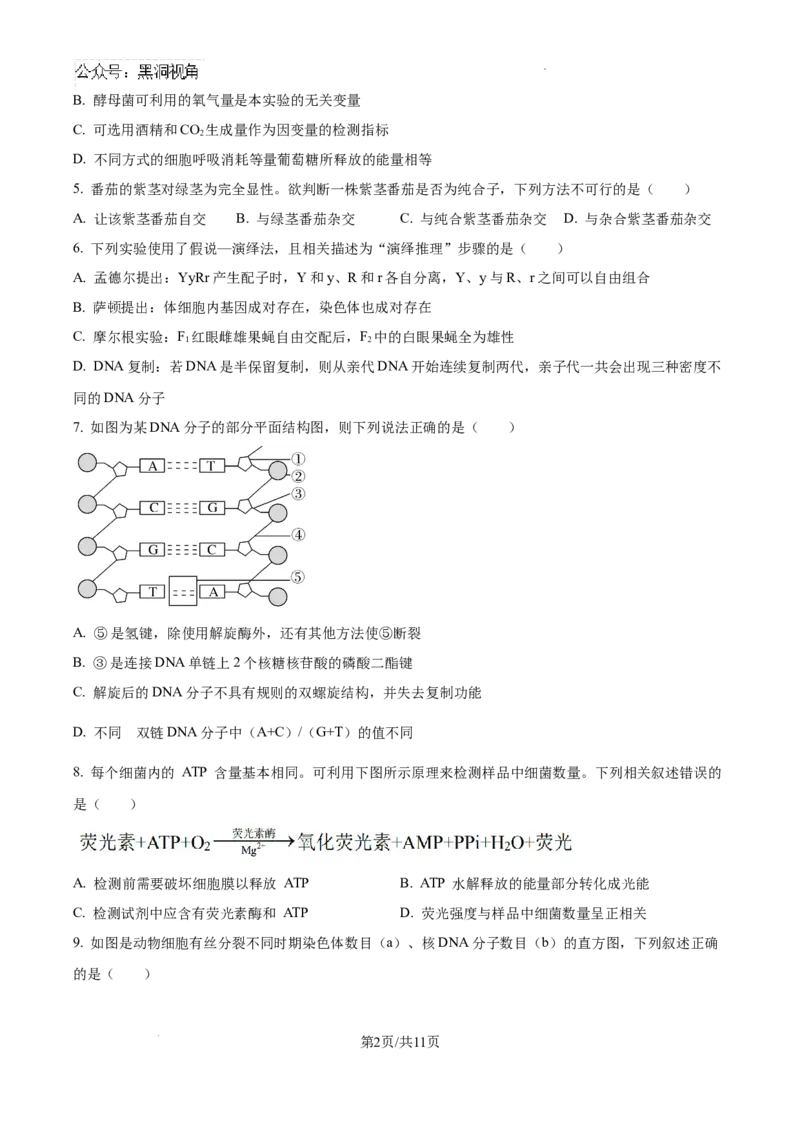 天津市部分区2024-2025学年高三上学期期中考试生物试题_2024-2025高三（6-6月题库）_2024年11月试卷_1112天津市部分区2024-2025学年高三上学期期中考试