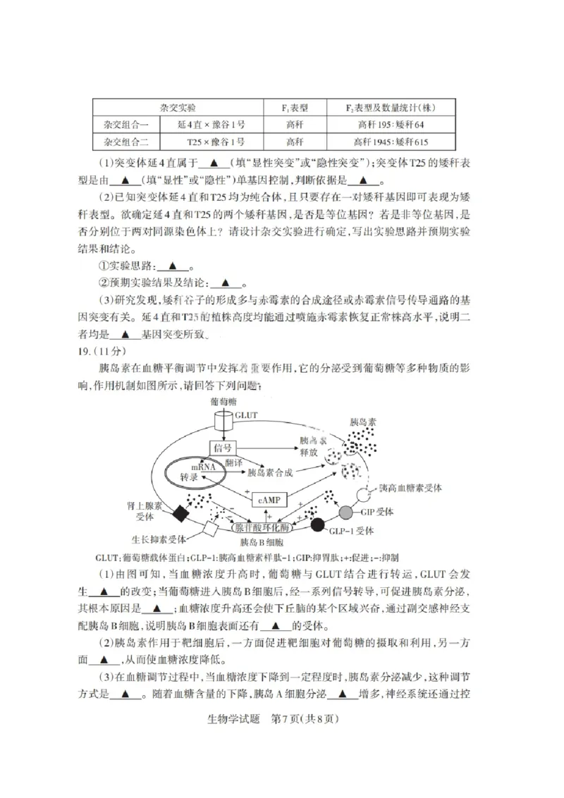山西省启航卷2025届高考考前适应性测试-生物试题+答案_2024-2025高三（6-6月题库）_2025年02月试卷_0222山西省启航卷2025届高考考前适应性测试（2.19-2.20）（含日语）