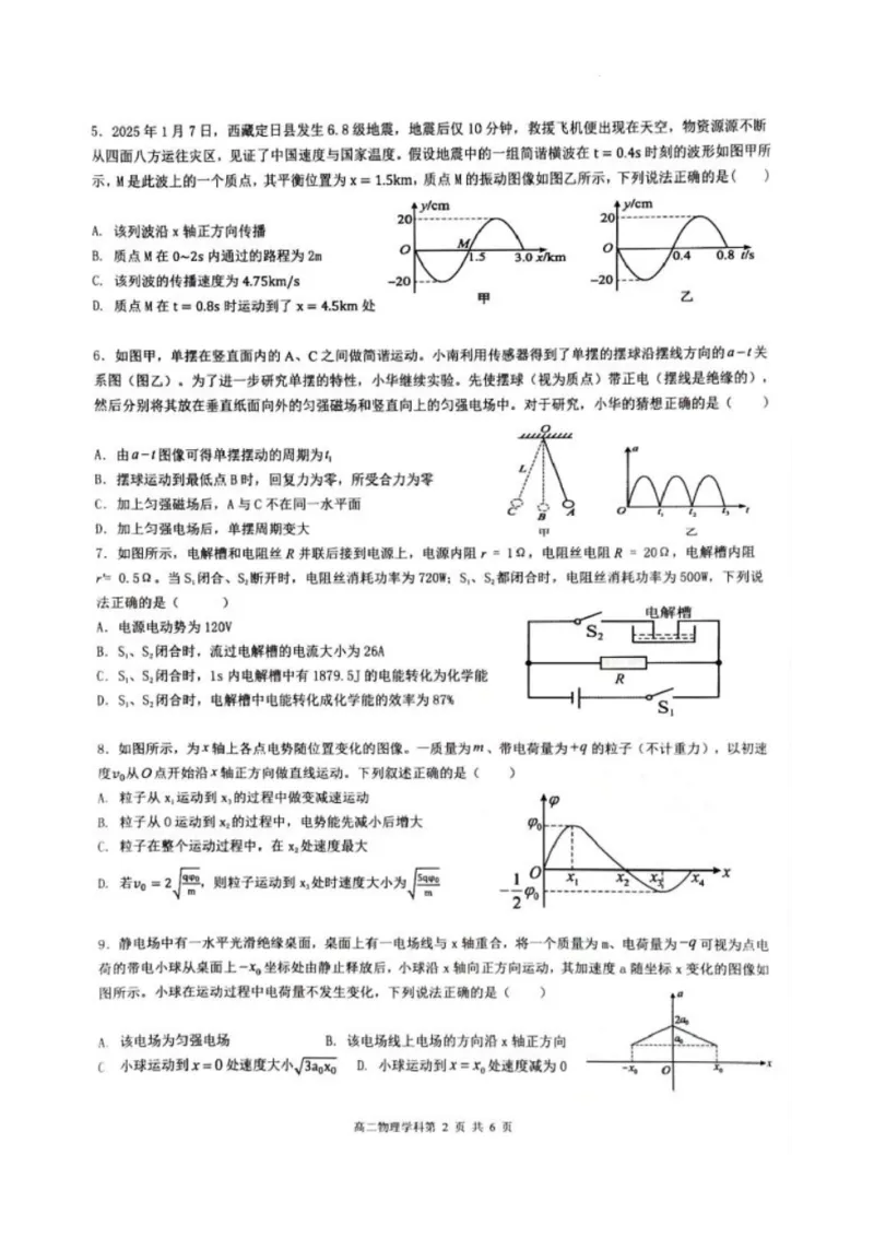 浙江省七彩阳光新高考研究联盟2024-2025学年高二下学期期中联考物理试卷_2024-2025高二（7-7月题库）_2025年05月试卷