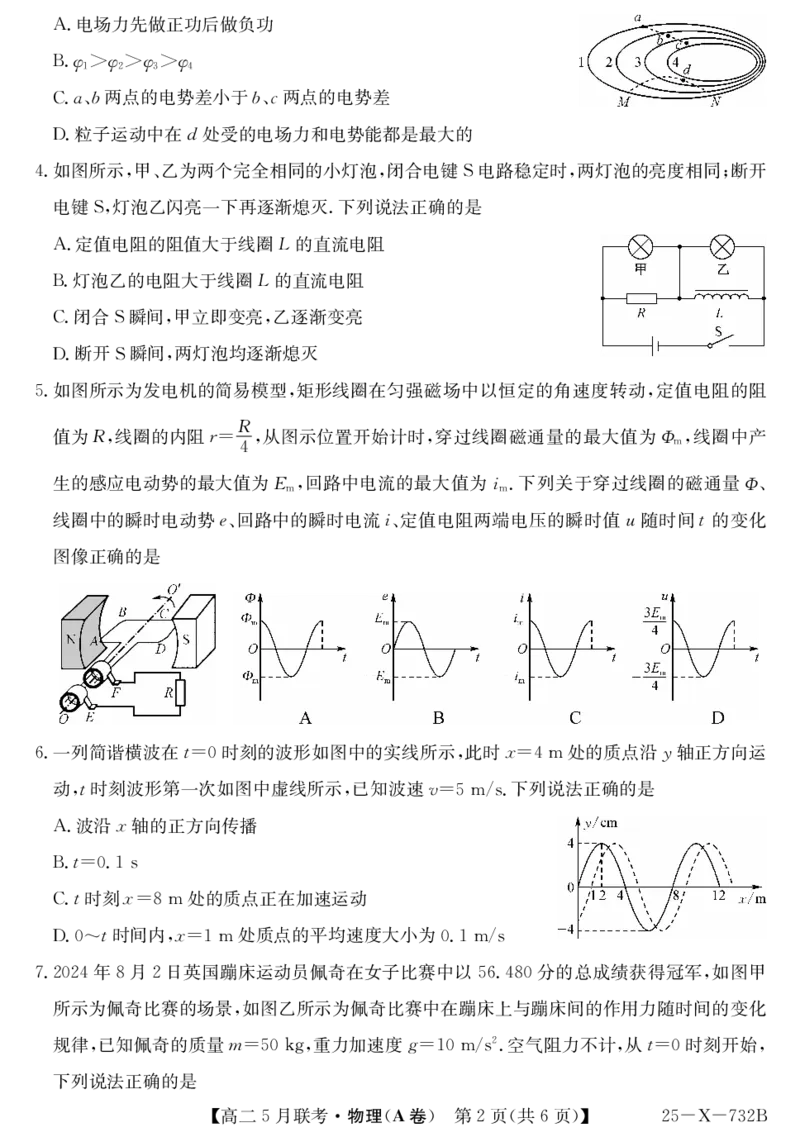 安徽省县中联盟2024-2025学年高二下学期5月联考物理(A卷）_2024-2025高二（7-7月题库）_2025年6月试卷_0609安徽省县中联盟2024-2025学年高二下学期5月联考