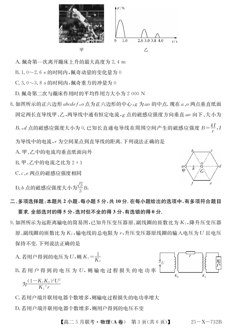 安徽省县中联盟2024-2025学年高二下学期5月联考物理(A卷）_2024-2025高二（7-7月题库）_2025年6月试卷_0609安徽省县中联盟2024-2025学年高二下学期5月联考