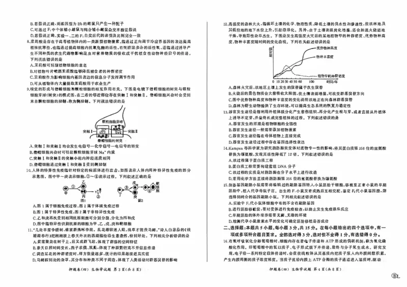 百师联盟2024届高三押题卷（四）生物试卷_2024年5月_01按日期_16号_2024届百师联盟高三信息押题卷_百师联盟2024届高三信息押题卷四试题及答案