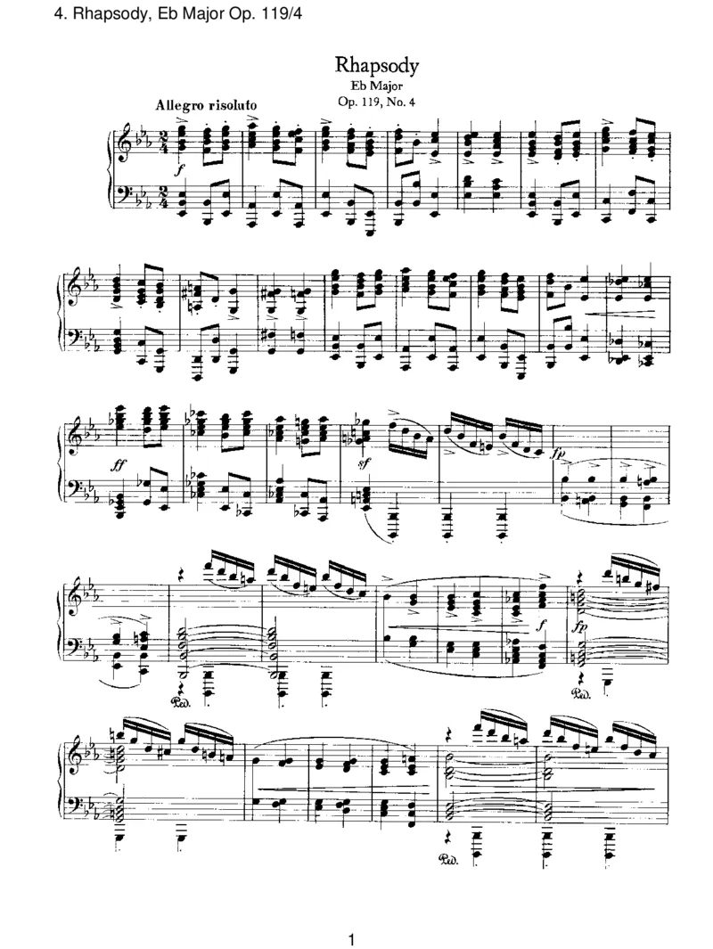 Rhapsody,EbMajorOp.119_4_一万首著名钢琴曲谱哈农贝多芬合集视频教学电子版高清无水印可打印_1古典钢琴知名音乐家谱_勃拉姆斯钢琴谱全集_III.ShorterWorks_FourPianoPiecesOp.119