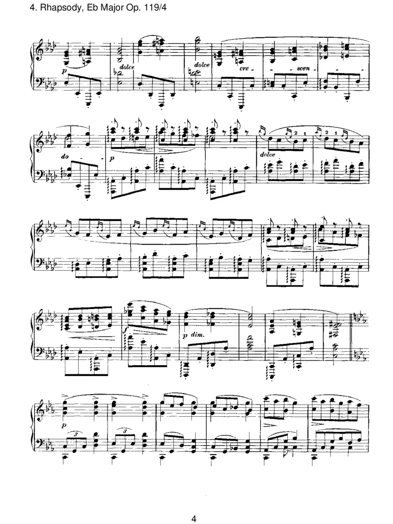 Rhapsody,EbMajorOp.119_4_一万首著名钢琴曲谱哈农贝多芬合集视频教学电子版高清无水印可打印_1古典钢琴知名音乐家谱_勃拉姆斯钢琴谱全集_III.ShorterWorks_FourPianoPiecesOp.119
