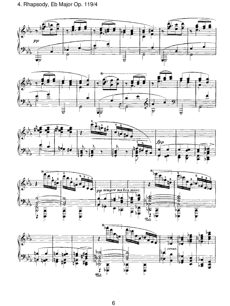 Rhapsody,EbMajorOp.119_4_一万首著名钢琴曲谱哈农贝多芬合集视频教学电子版高清无水印可打印_1古典钢琴知名音乐家谱_勃拉姆斯钢琴谱全集_III.ShorterWorks_FourPianoPiecesOp.119
