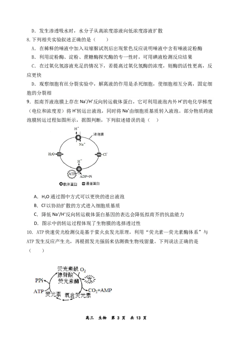 河南省实验中学2023-2024学年高三上学期期中考试生物(1)_2023年11月_01每日更新_23号_2024届河南省实验中学高三上学期期中考试