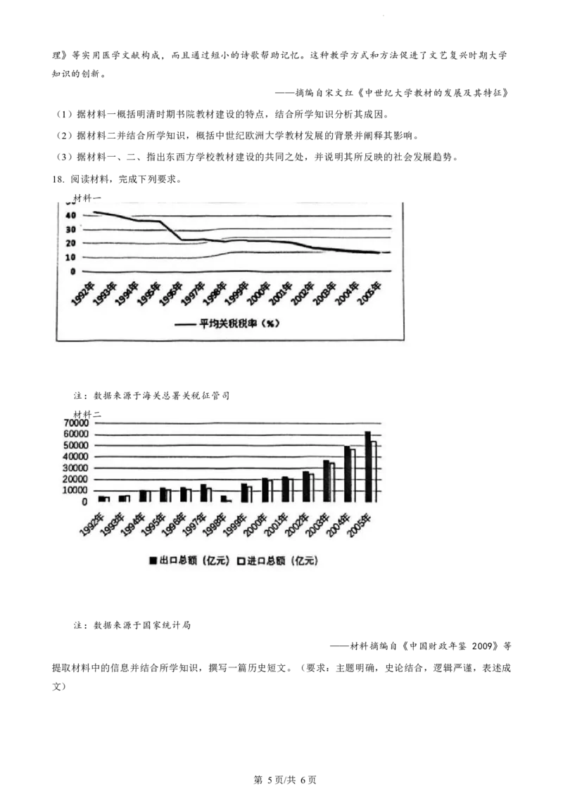 江苏省盐城市2023-2024学年第二学期高二年级6月月末期终联考考试历史试题（原卷版）_2024-2025高二（7-7月题库）_2024年07月试卷_0701江苏省盐城市2023-2024学年高二下学期6月期末