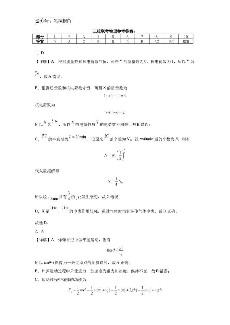 广东省广州外国语、广大附中、铁一中学等三校2024-2025学年高三上学期期中联考试题物理Word版含解析_2024-2025高三（6-6月题库）_2024年11月试卷