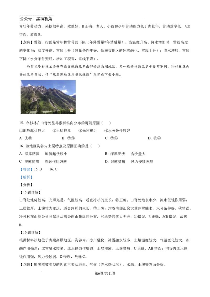 四川省南充市阆中东风学校2024-2025学年高三12月月考试题地理答案_2024-2025高三（6-6月题库）_2024年12月试卷_1221四川省南充市阆中东风学校2024-2025学年高三12月月考试题