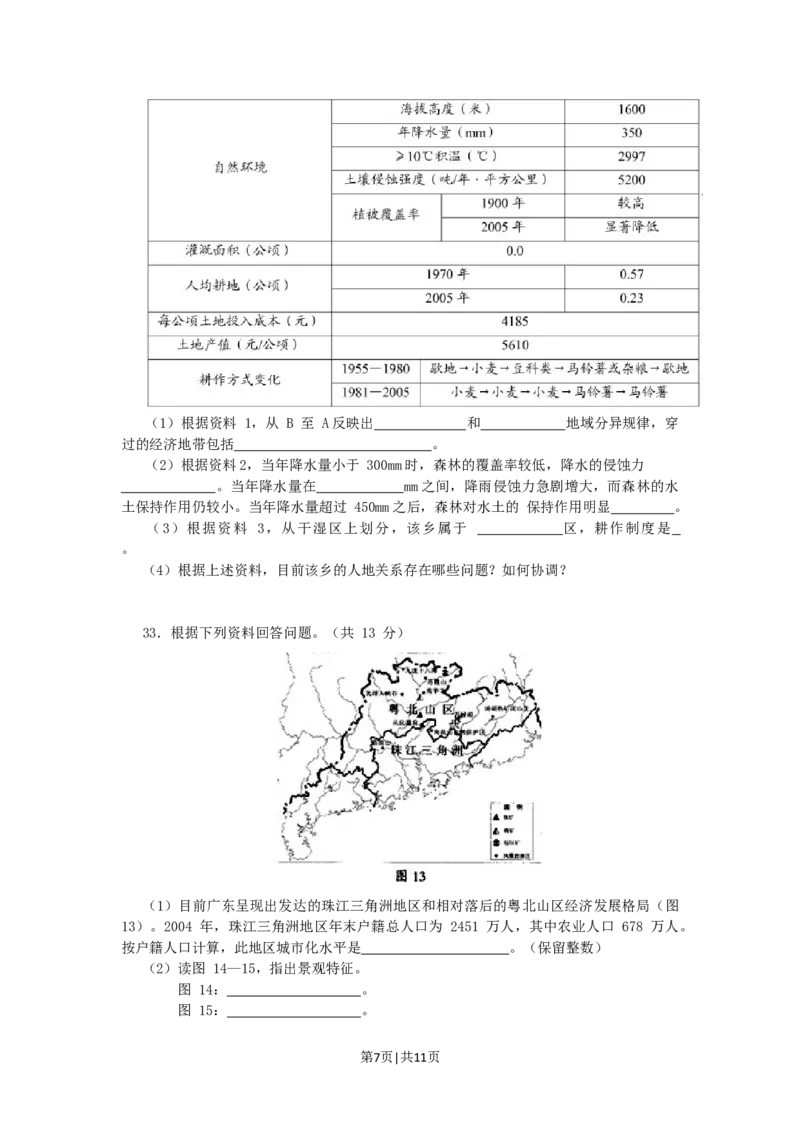 2006年广东高考地理真题及答案_地理高考真题试卷_旧1990-2007&middot;高考地理真题_1990-2007&middot;高考地理真题&middot;word_广东