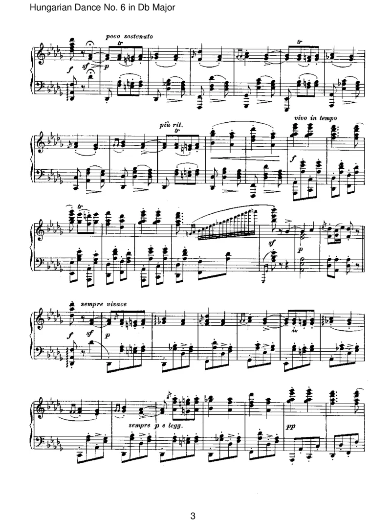 HungarianDanceNo.6inDbMajor_一万首著名钢琴曲谱哈农贝多芬合集视频教学电子版高清无水印可打印_1古典钢琴知名音乐家谱_勃拉姆斯钢琴谱全集_IV.HungarianDancesforSoloPiano