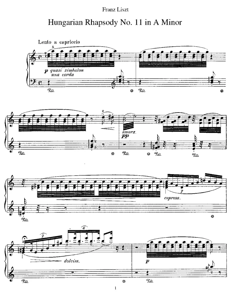 HungarianRhapsodyNo11ina_NoRestriction_一万首著名钢琴曲谱哈农贝多芬合集视频教学电子版高清无水印可打印_1古典钢琴知名音乐家谱_李斯特钢琴谱全集_匈牙利狂想曲