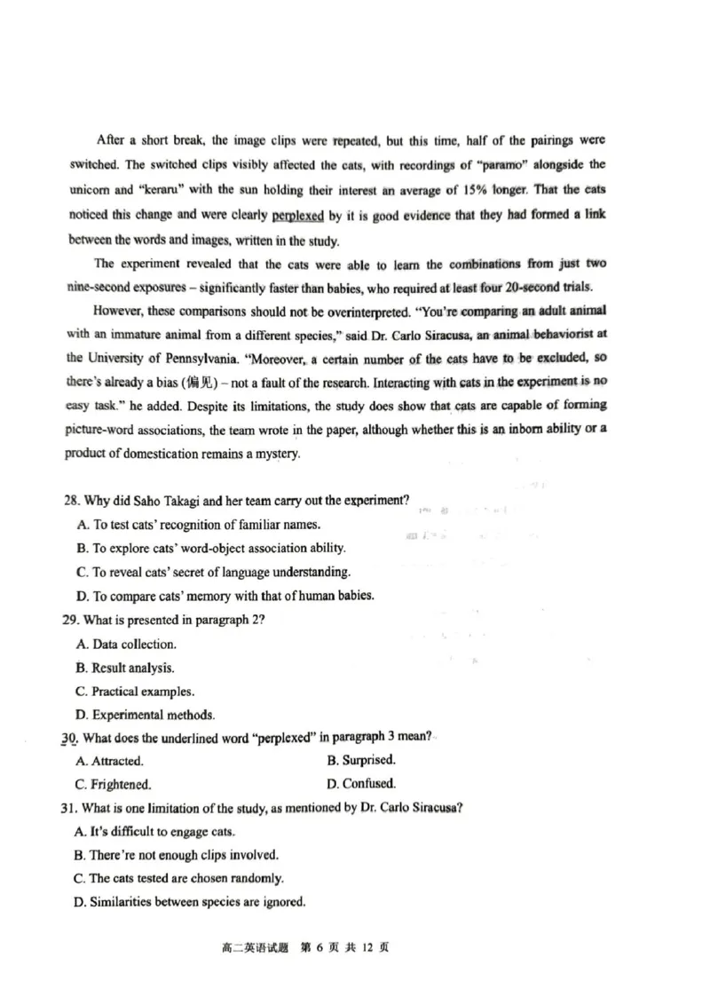 山东省青岛市2024-2025年高二上学期期末考试英语试题_2024-2025高二（7-7月题库）_2025年02月试卷_0219山东省青岛市2024-2025学年高二上学期期末考试