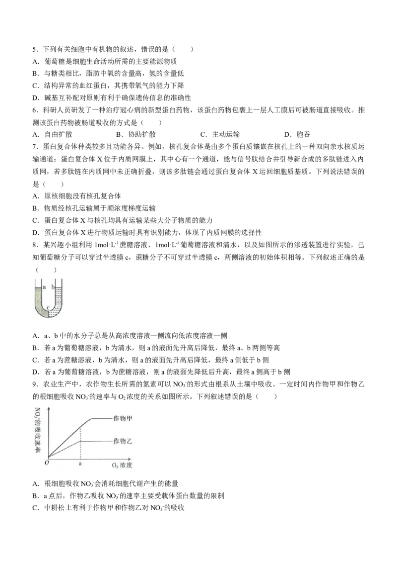 河北省金太阳2023-2024学年高二下学期7月期末生物试题_2024-2025高三（6-6月题库）_2024年07月试卷_240721河北省金太阳2023-2024学年高二下学期7月期末