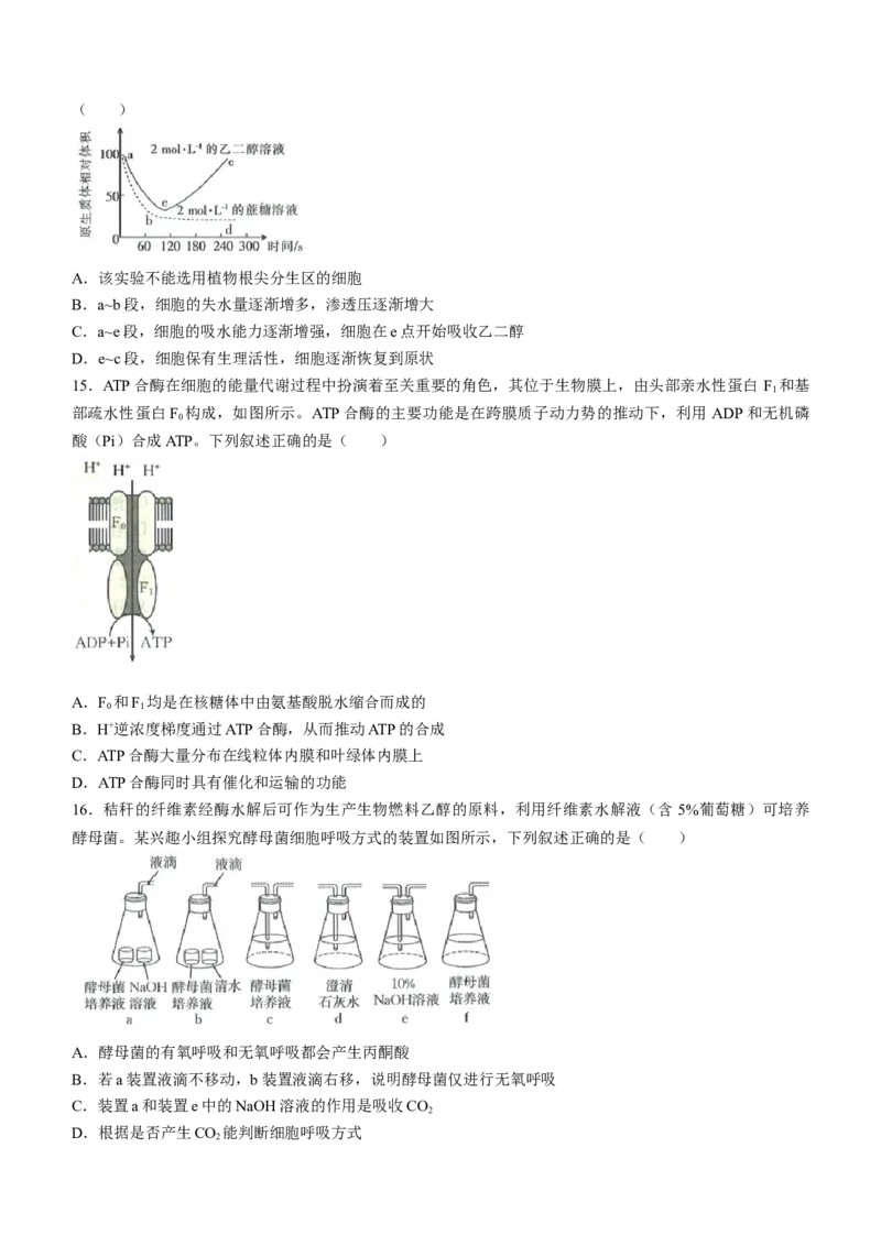 河北省金太阳2023-2024学年高二下学期7月期末生物试题_2024-2025高三（6-6月题库）_2024年07月试卷_240721河北省金太阳2023-2024学年高二下学期7月期末