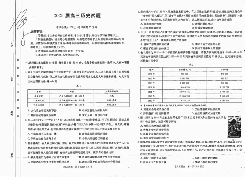 四川省金太阳2025届高三12月联考（25-289C）历史_2024-2025高三（6-6月题库）_2025年01月试卷_0101四川省金太阳2025届高三12月联考（25-289C）（全）