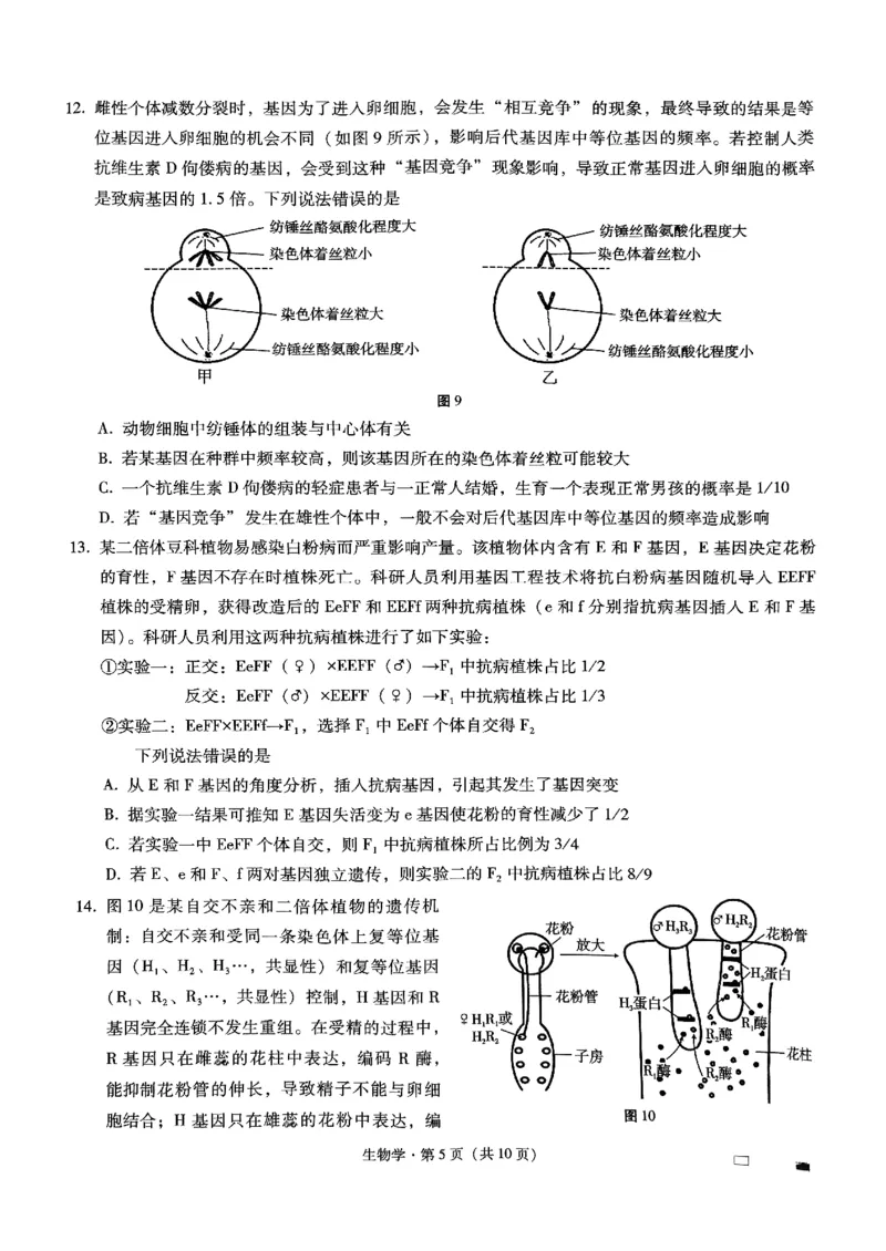 巴蜀中学2025届高考适应性月考卷（三）生物_2024-2025高三（6-6月题库）_2024年11月试卷_1118重庆巴蜀中学2025届高考适应性月考卷（三）（全科）