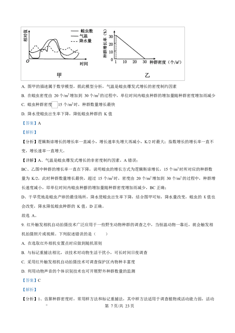 湖南省永州市2024-2025学年高二上学期期末质量监测生物试题Word版含解析_2024-2025高二（7-7月题库）_2025年03月试卷_0304湖南省永州市2024-2025学年高二上学期期末