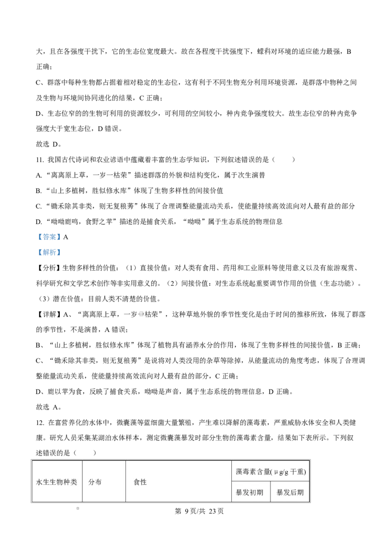 湖南省永州市2024-2025学年高二上学期期末质量监测生物试题Word版含解析_2024-2025高二（7-7月题库）_2025年03月试卷_0304湖南省永州市2024-2025学年高二上学期期末