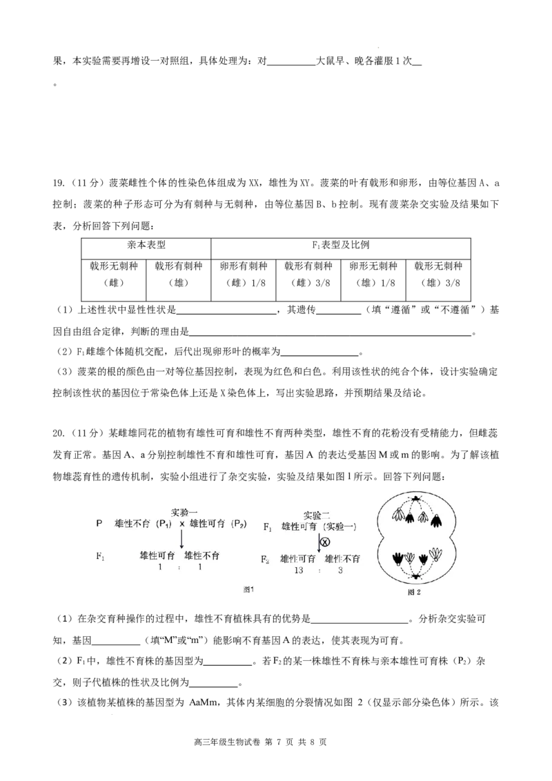 安徽省合肥市普通高中六校联盟2025届高三上学期期中联考生物_2024-2025高三（6-6月题库）_2024年12月试卷_1201安徽省合肥市普通高中六校联盟2025届高三上学期期中联考（全科）