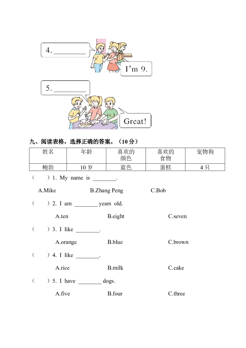 Unit6检测卷_小学1-6年级全部试卷_英语_三年级_3-8-5、小学三年级英语上册_3-8-5-2、练习题、作业、试题、试卷_人教PEP版_2023-7-24更新_Unit6检测卷含听力