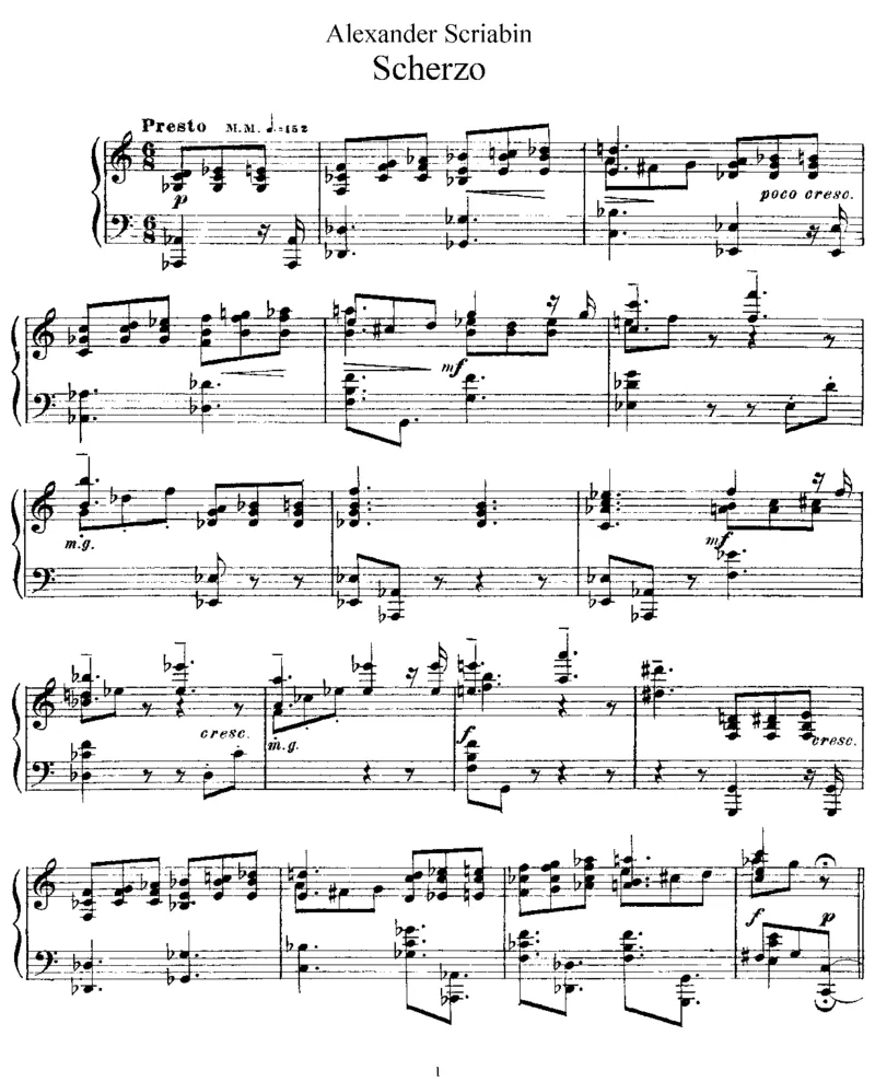 Scherzo,Op46_一万首著名钢琴曲谱哈农贝多芬合集视频教学电子版高清无水印可打印_1古典钢琴知名音乐家谱_斯克里亚宾钢琴谱全集_其他