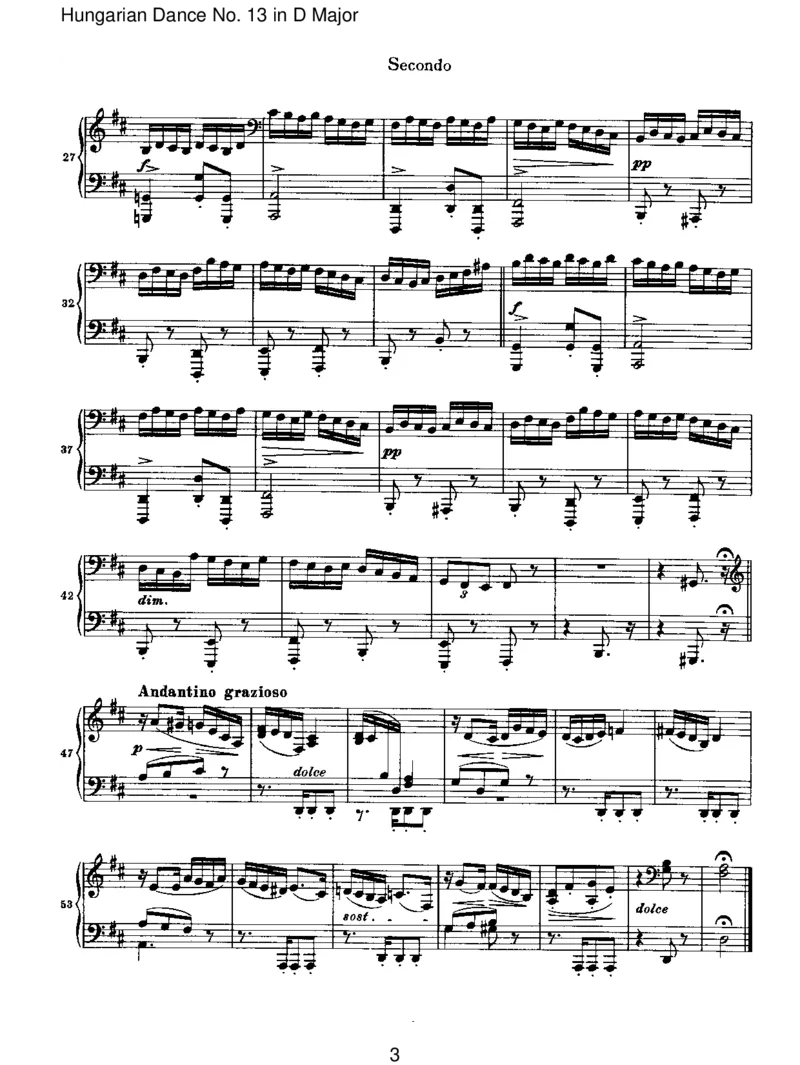 HungarianDanceNo.13inDMajor_一万首著名钢琴曲谱哈农贝多芬合集视频教学电子版高清无水印可打印_1古典钢琴知名音乐家谱_勃拉姆斯钢琴谱全集_VI.PianoWorksforFourHands